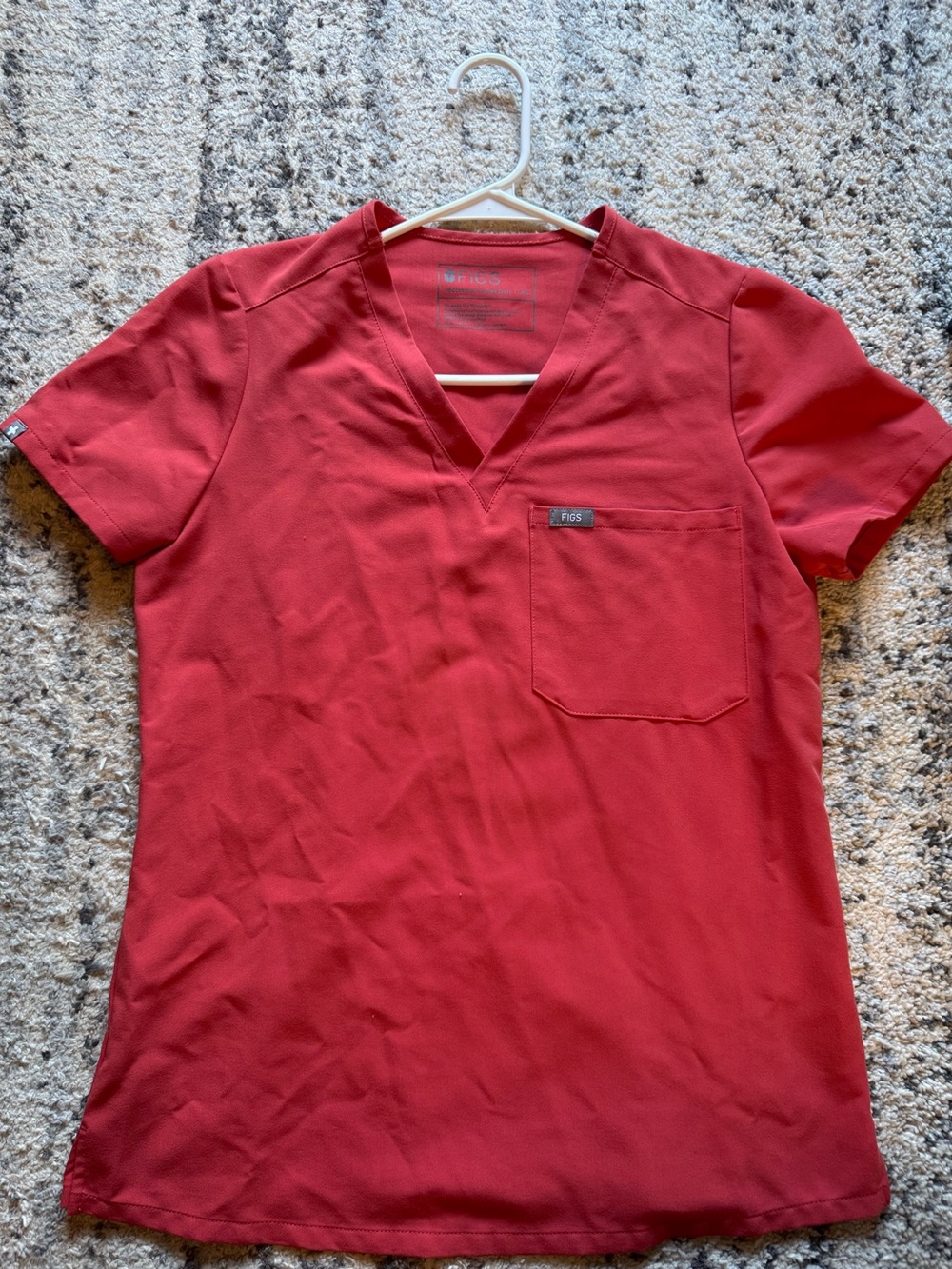 Figs Deep Red V-Neck Medical Scrub Top